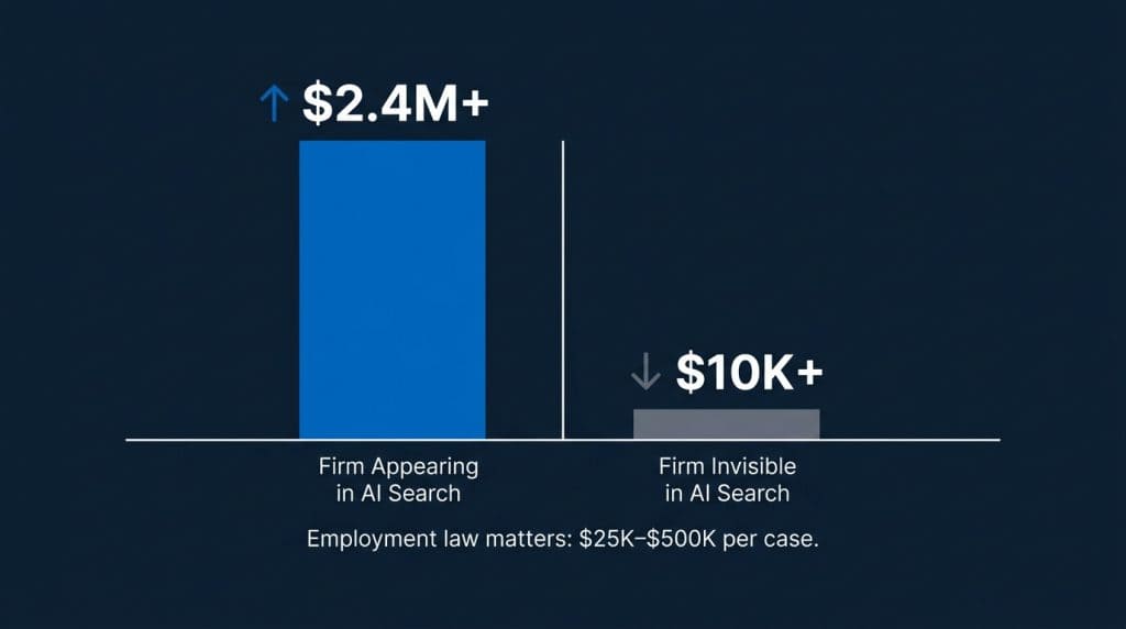 Revenue gap from AI citation invisibility for employment law firms — $1.2M to $2.4M annually
